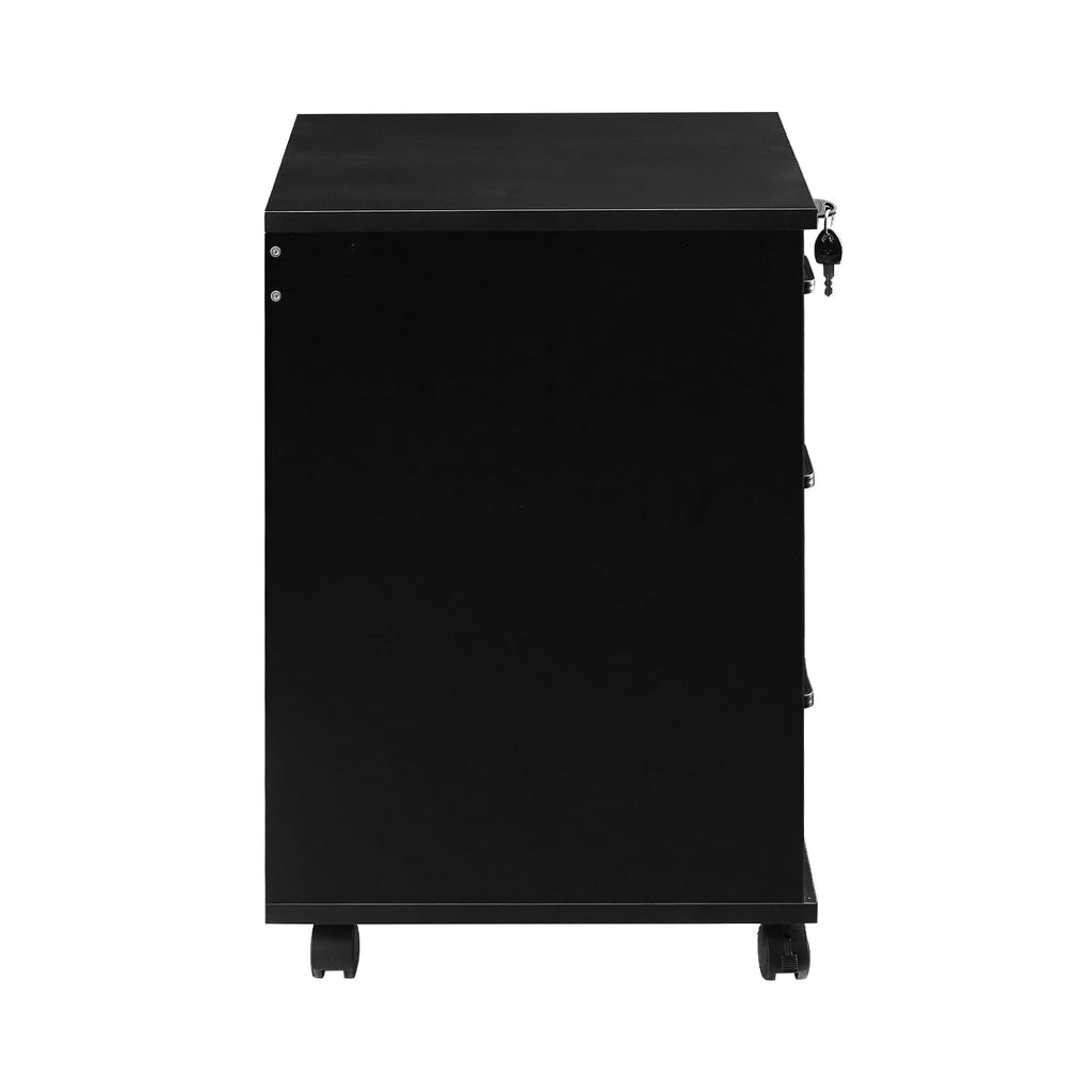 3 Drawer Black File Cabinet with Lock B45340