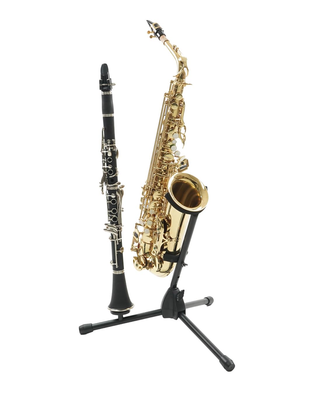 Black Alto Tenor Sax Stand with Flute Clarinet Peg L855486