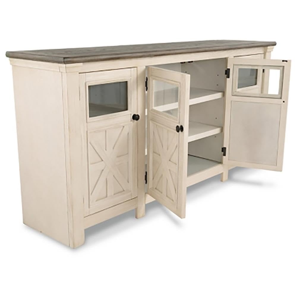 Extra Large Two-Tone Weathered Oak TV Stand S268