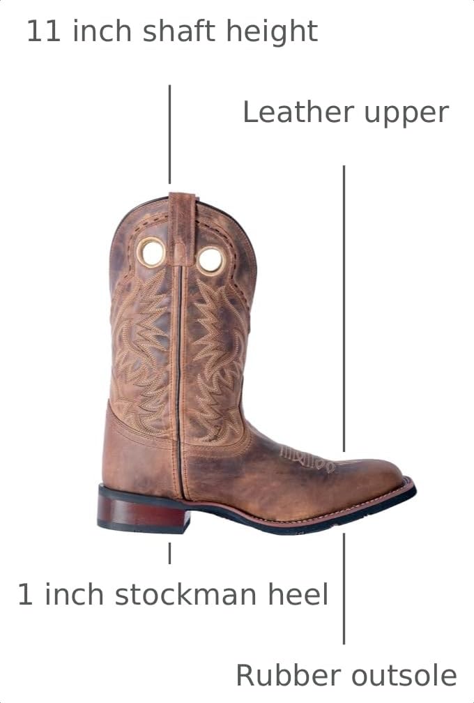 Black Mid Calf Square Toe Pull On Boots E68323