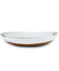 Ceramic Serving Bowls Set of 2 Oval Platters Vanilla White G950725