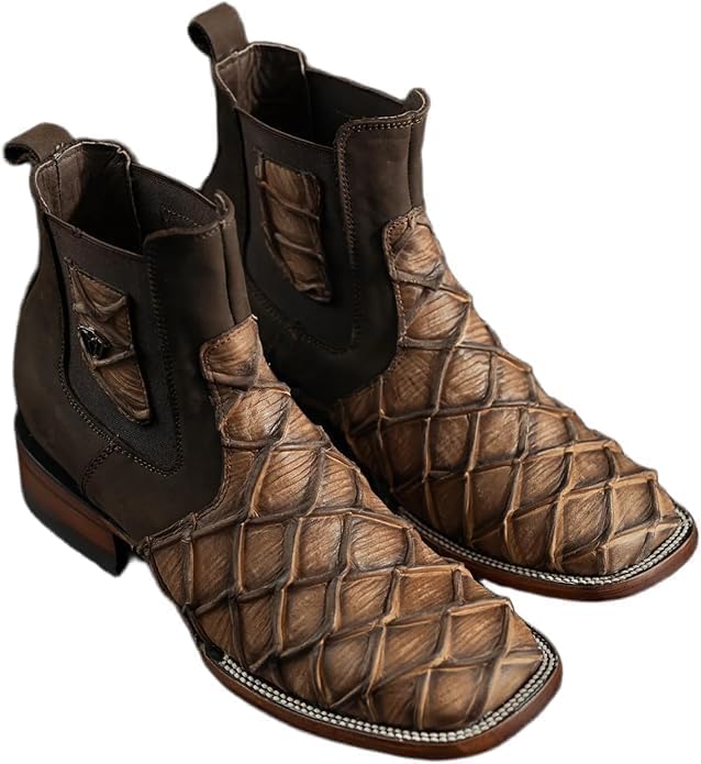 Genuine Leather Square Toe Ankle Cowboy Western Boots R995817