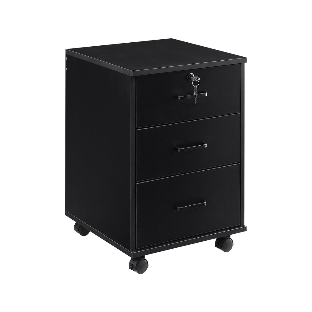 3 Drawer Black File Cabinet with Lock B45340