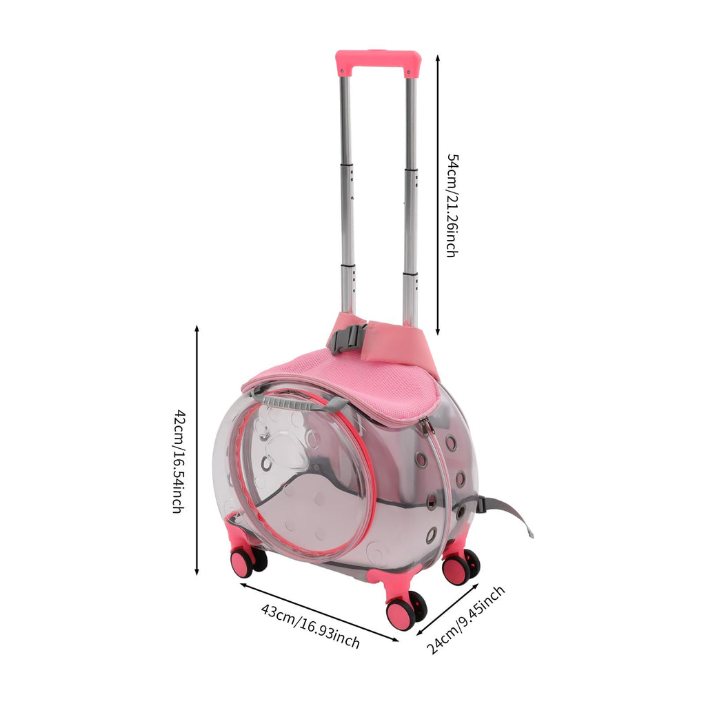 Pink Pet Trolley Case with Shock-Absorbing Wheels K86436