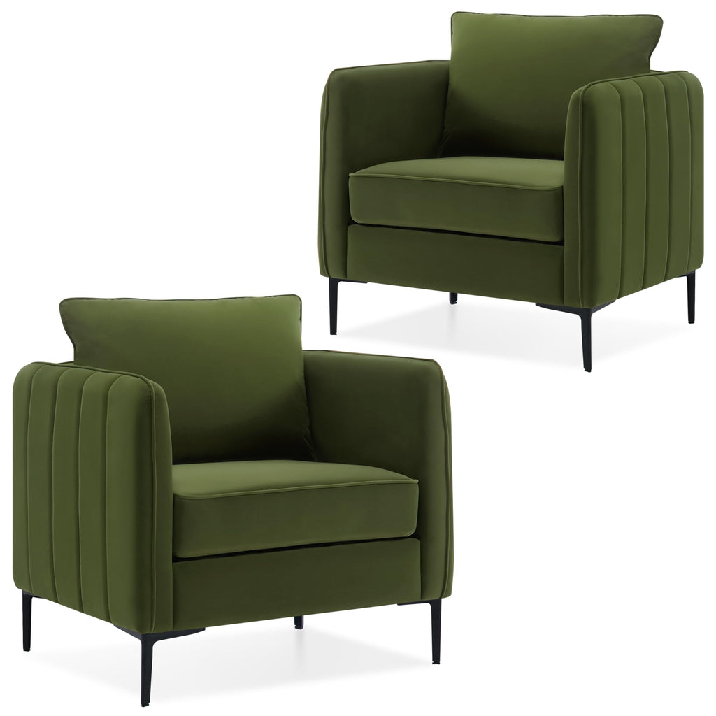 Olive Green Velvet Accent Chairs Set of 2 J8773