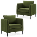 Olive Green Velvet Accent Chairs Set of 2 J8773