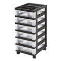 Medium Plastic Storage Cart, 6 Drawers, Black T6141
