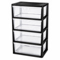 Black 4 Drawer Storage Organizer Tower with Clear Removable Bins B806587