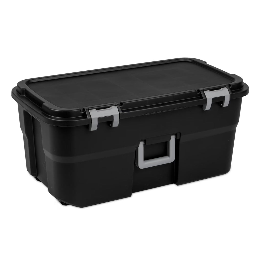 Black 22 Gallon Wheeled Plastic Footlocker S31202