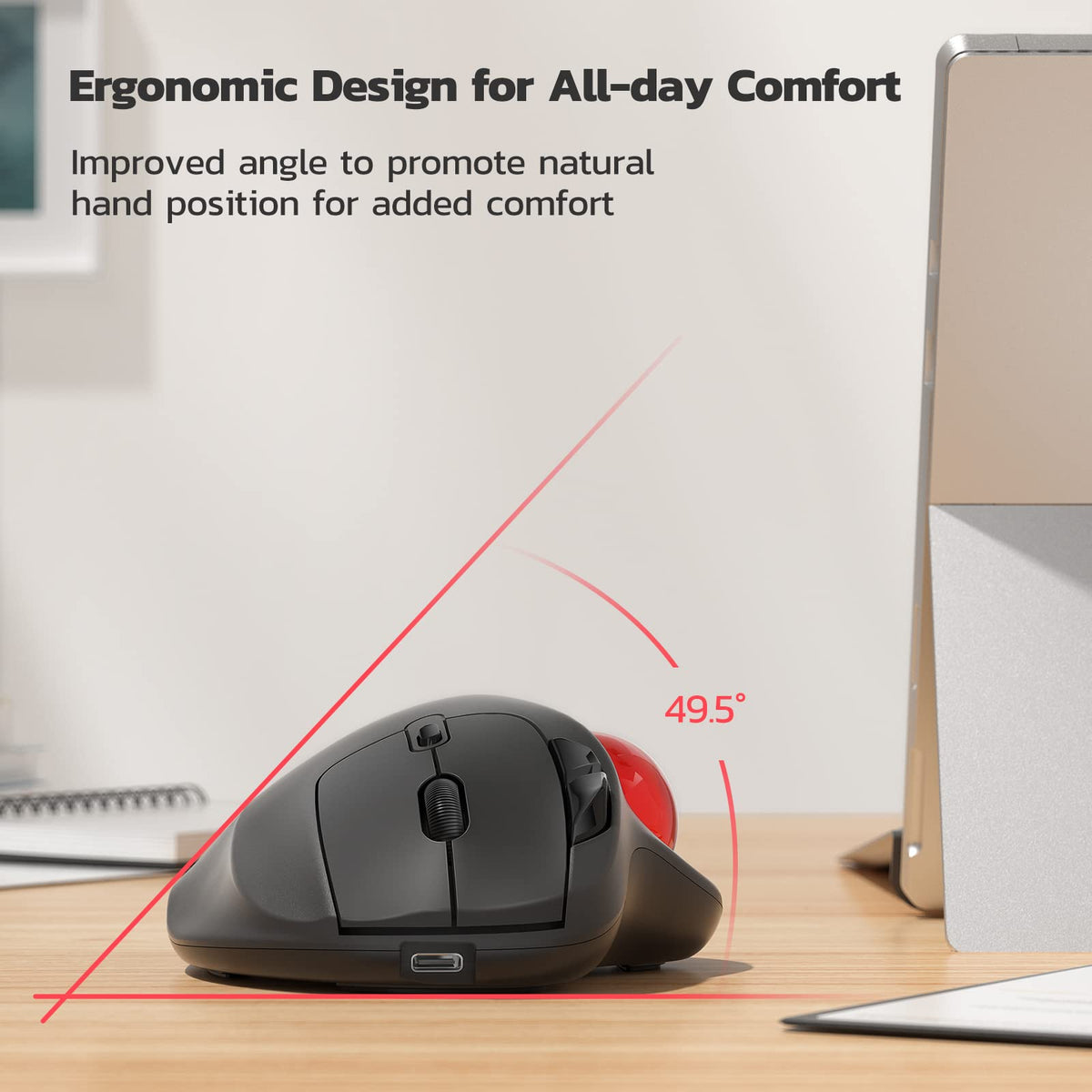 Wireless Ergonomic Thumb Control Trackball Mouse N694682