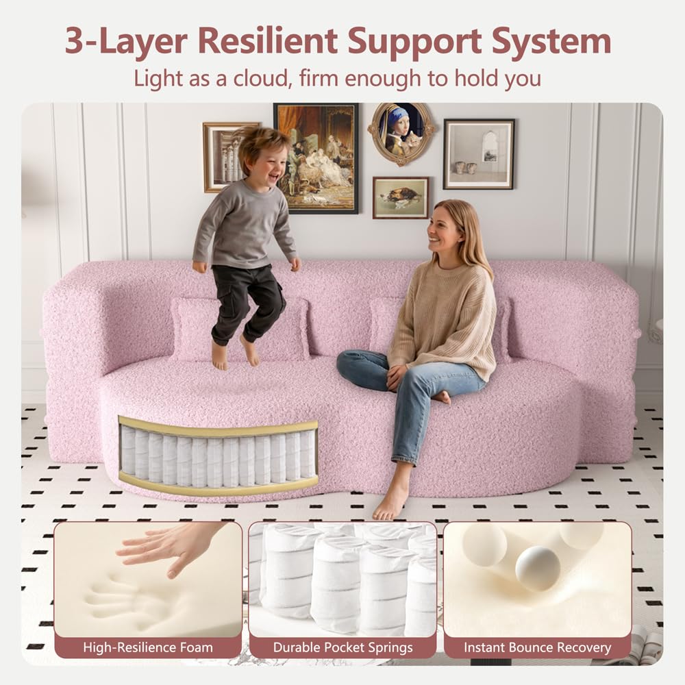 Pink Full Size Sherpa Futon Sofa Bed C467