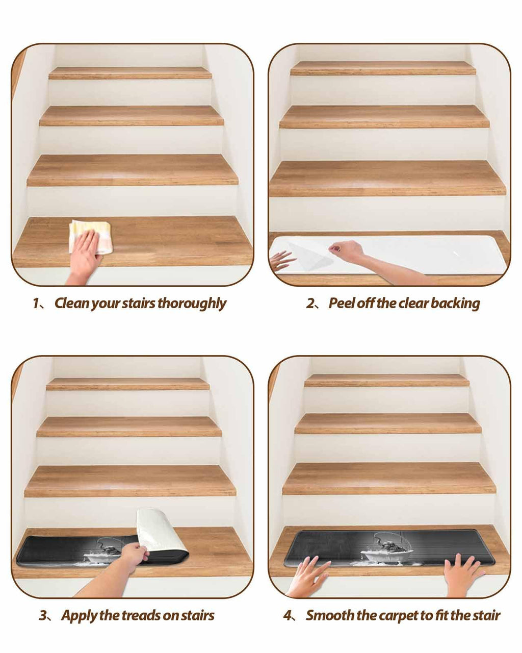 Grey Non Slip Stair Treads 15PCS Y606