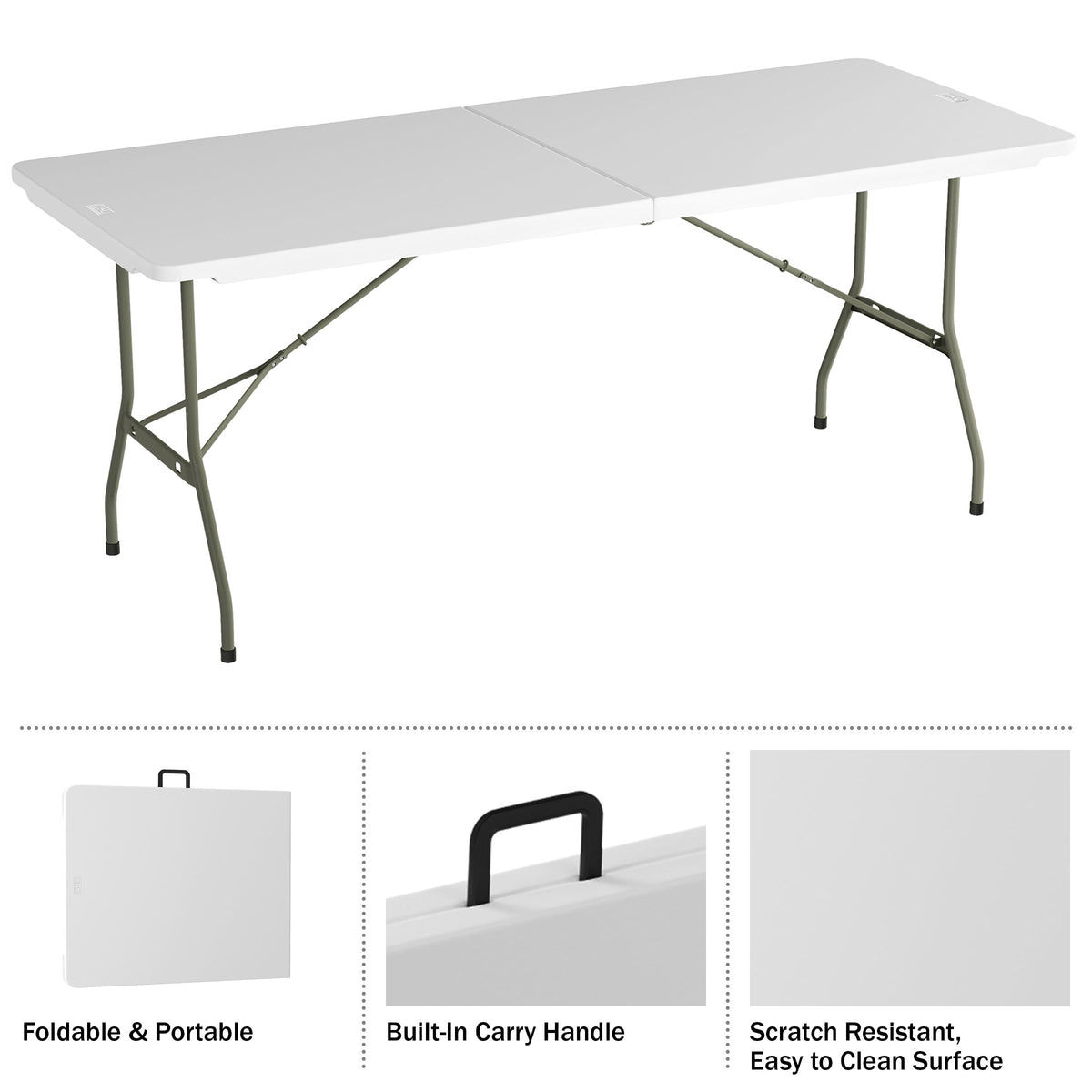 White 6ft Portable Folding Table Q81240