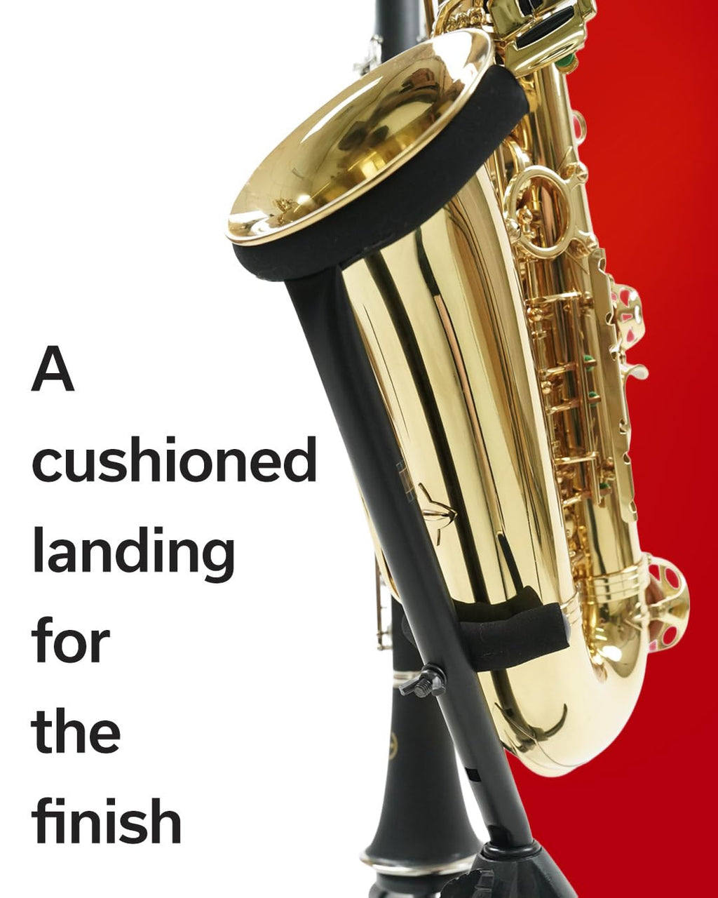 Black Alto Tenor Sax Stand with Flute Clarinet Peg L855486