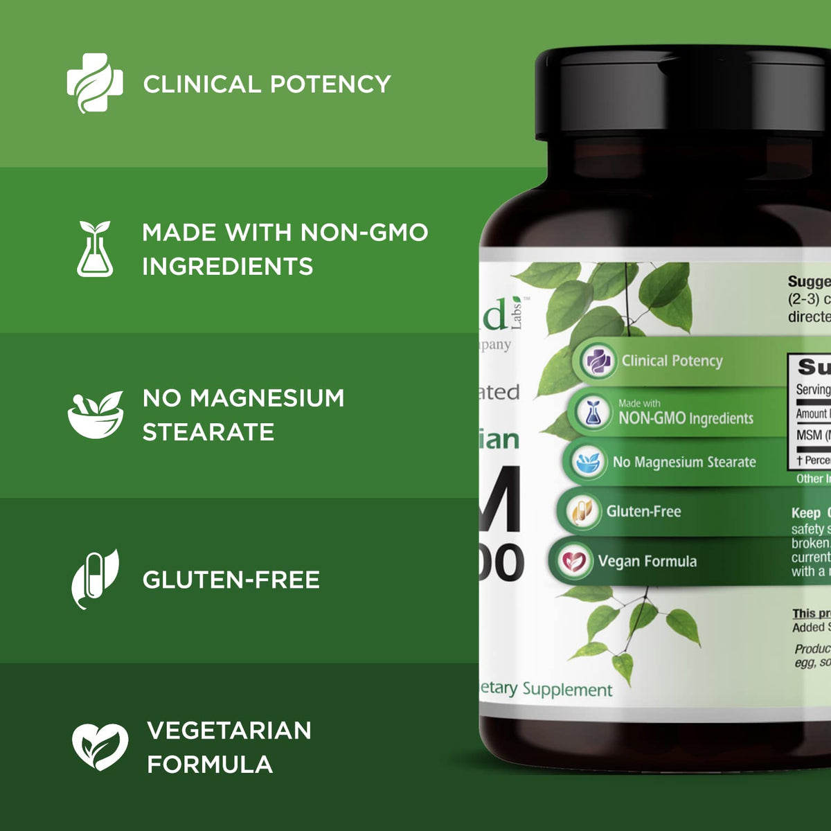 MSM 1000mg 200 Vegetable Capsules Q540