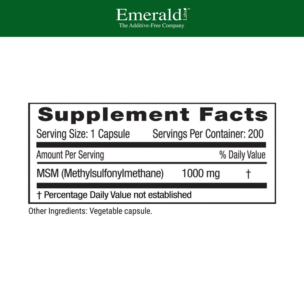 MSM 1000mg 200 Vegetable Capsules Q540