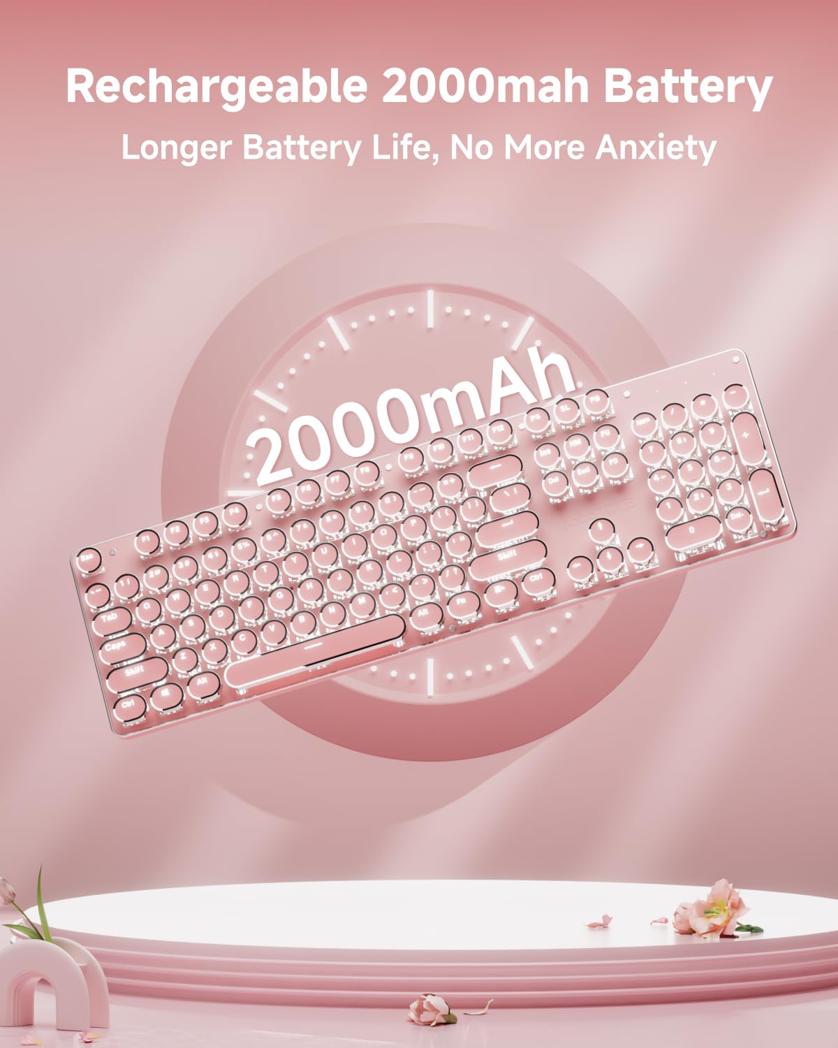 Pink Wireless Mechanical Keyboard T200