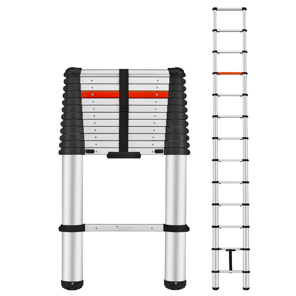 Telescoping Aluminum Ladder 12.9 FT 250lb Capacity B884002