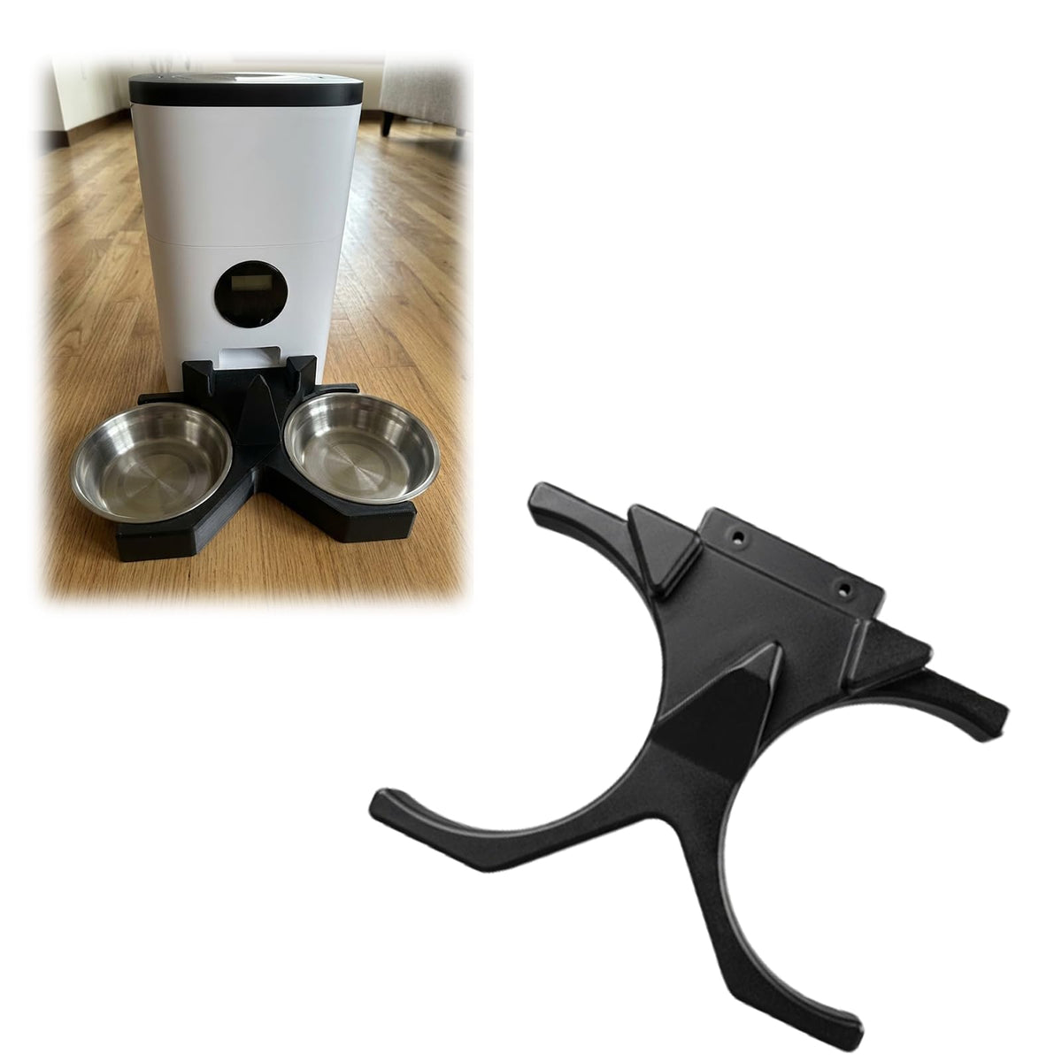 Black Dual Bowl Pet Food Splitter B4299
