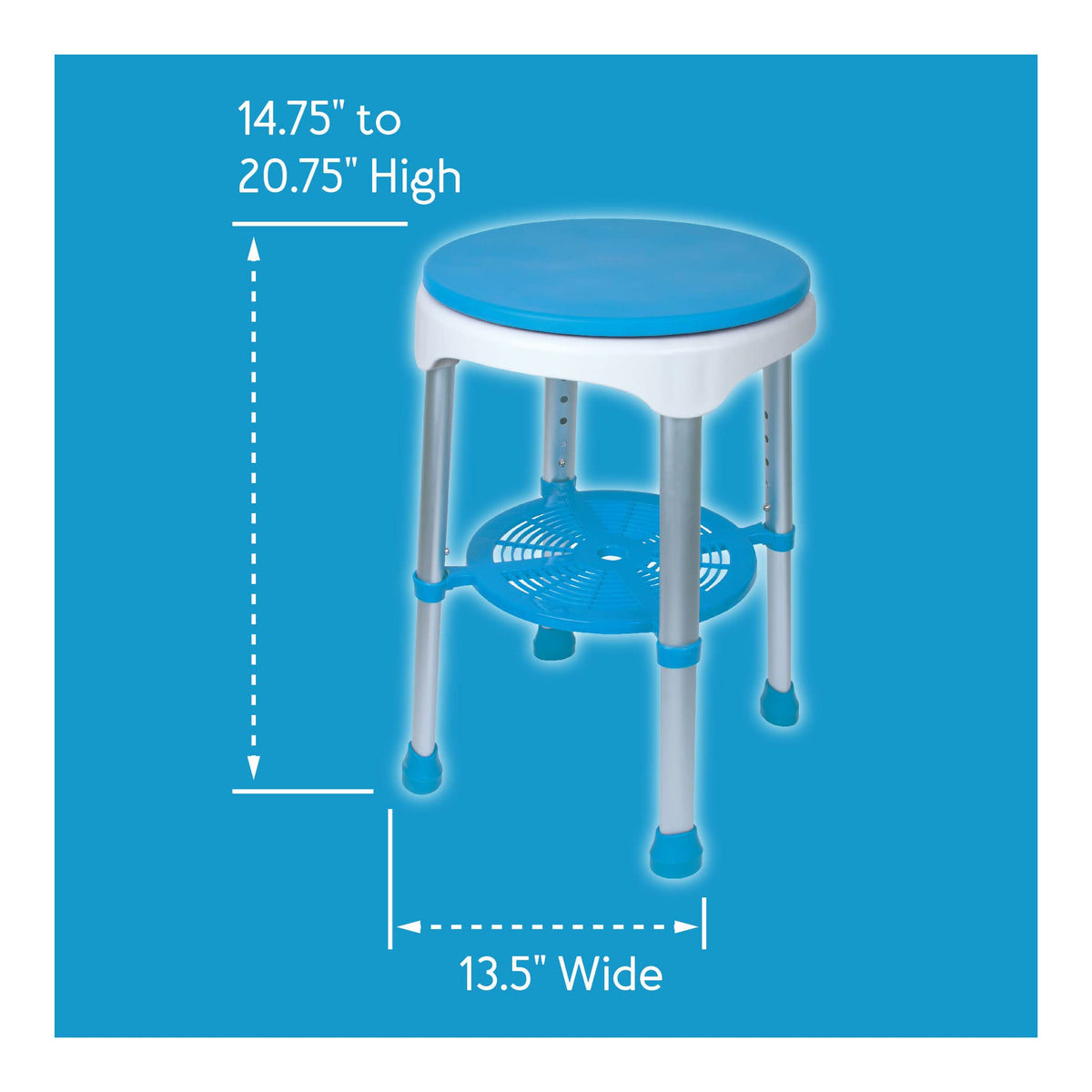 Adjustable Rotating Bath and Shower Stool with Storage Tray I182