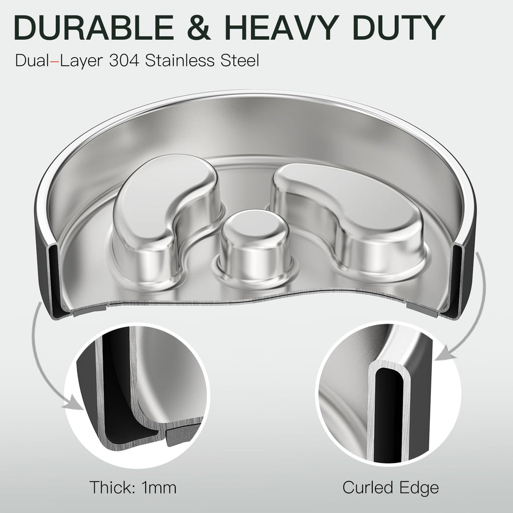Slow Feeder Dog Bowl 304 Stainless Steel Non-Slip N489