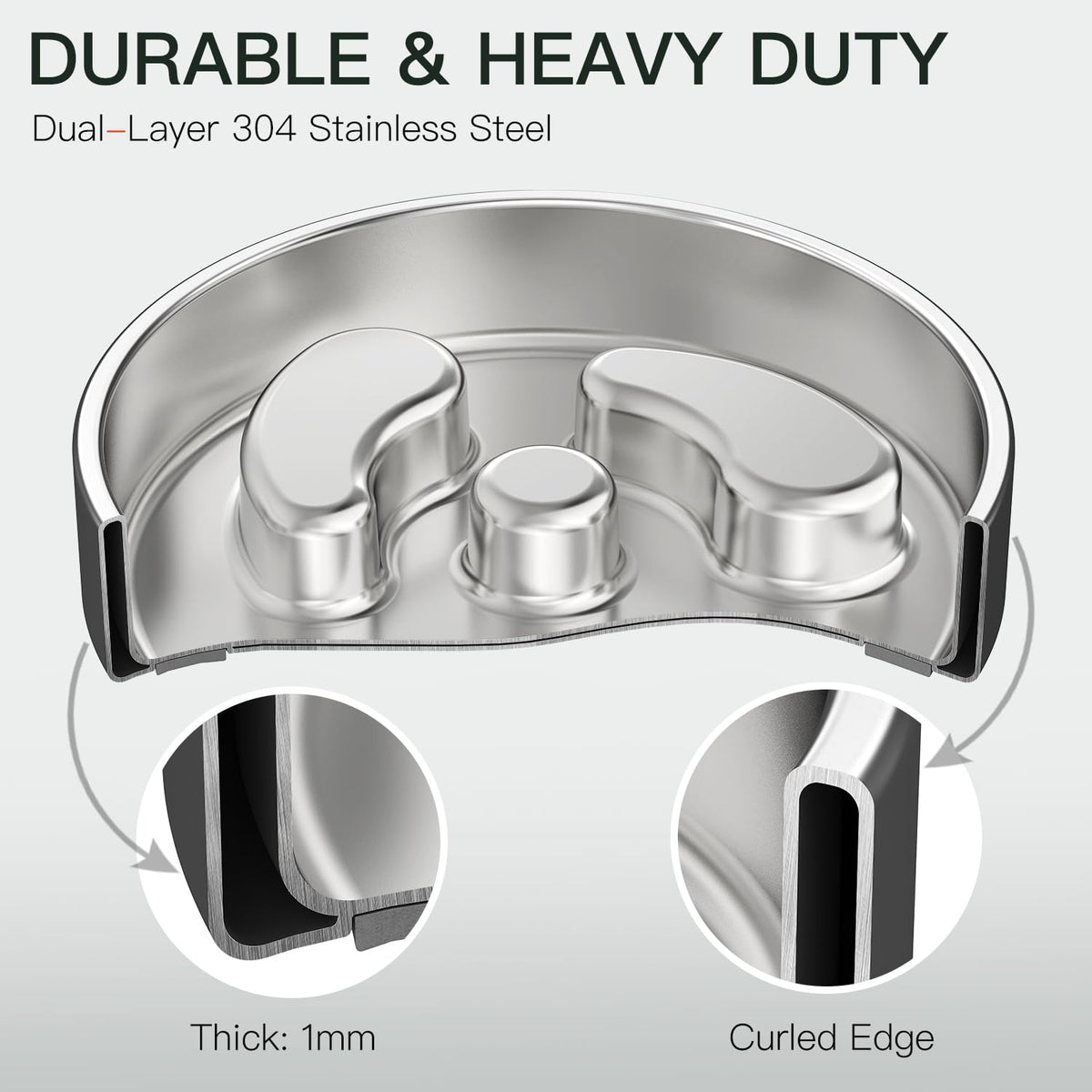 Slow Feeder Dog Bowl 304 Stainless Steel Non-Slip N489