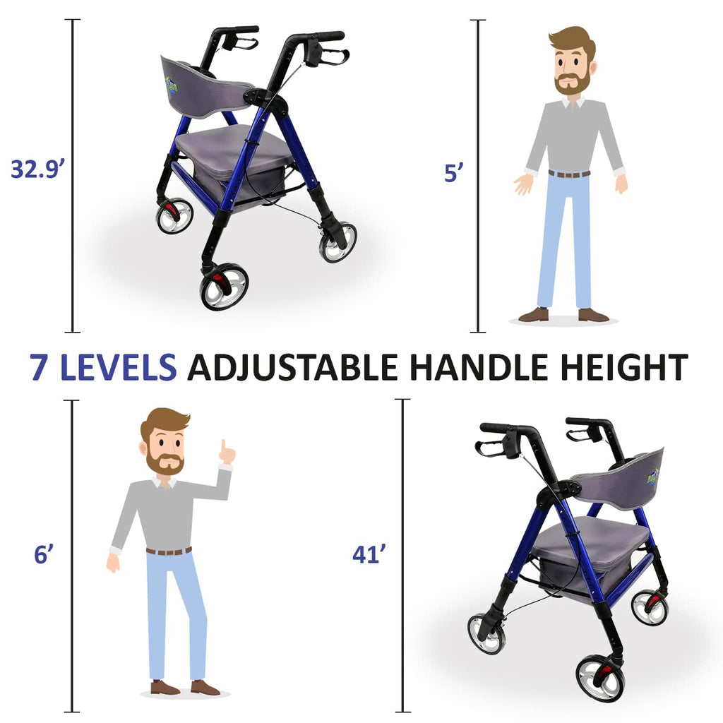 Heavy Duty 4 Wheel Rollator Walker with Seat L678