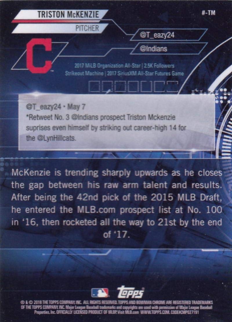 Bowman Chrome Triston McKenzie Baseball Trading Card P5426