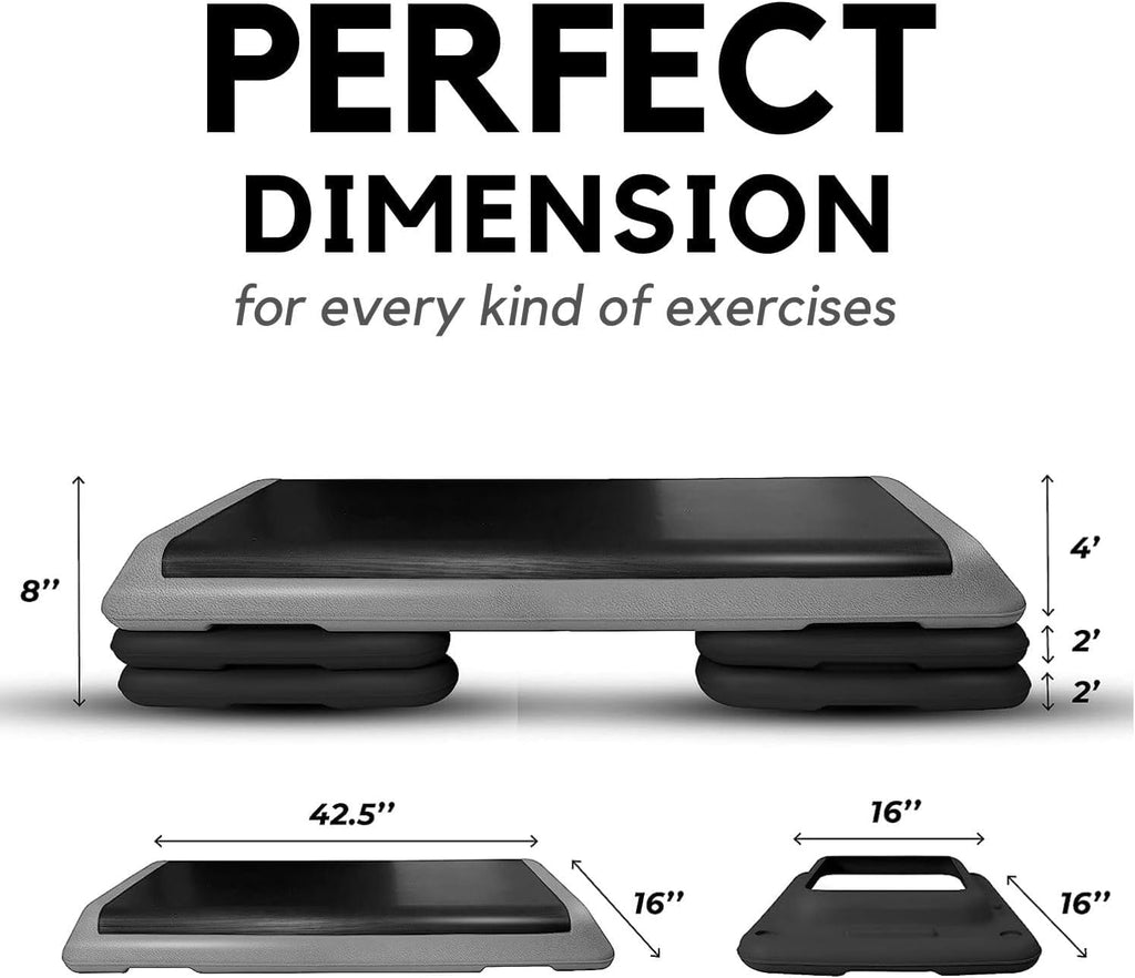 Adjustable Aerobic Exercise Step Platform with 4 Risers F468