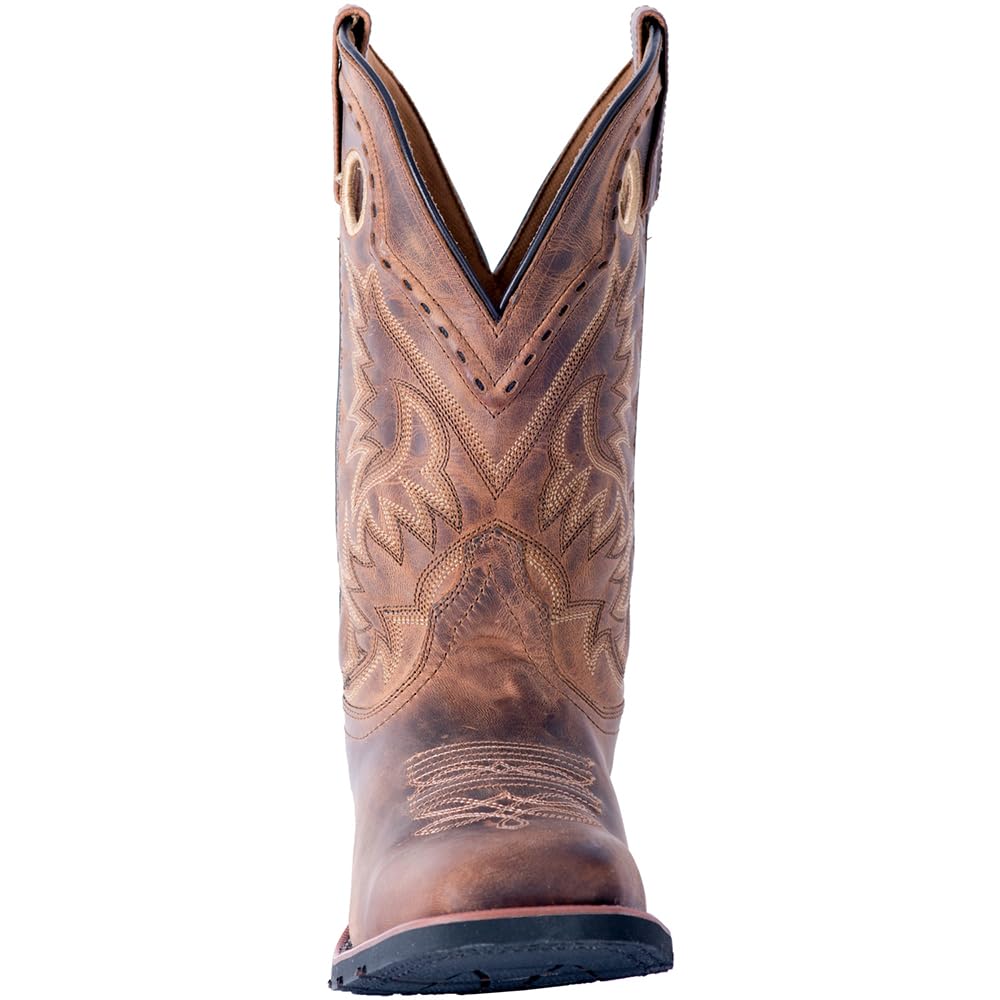 Black Mid Calf Square Toe Pull On Boots E68323
