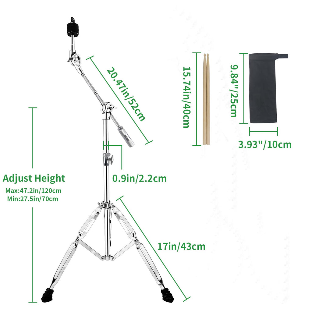 2 Pack Boom Cymbal Stand + Drum Sticks Holder + 2 Pair 5A Drum Sticks D6575