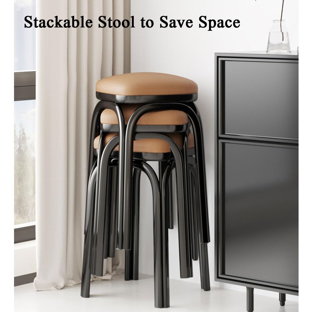 Light Grey Square Stacking Stools with Steel Legs K6270