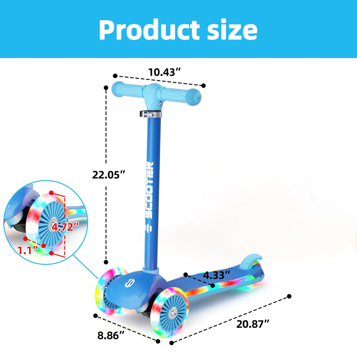 3-Wheel Kids Scooter with Light-Up Wheels R980