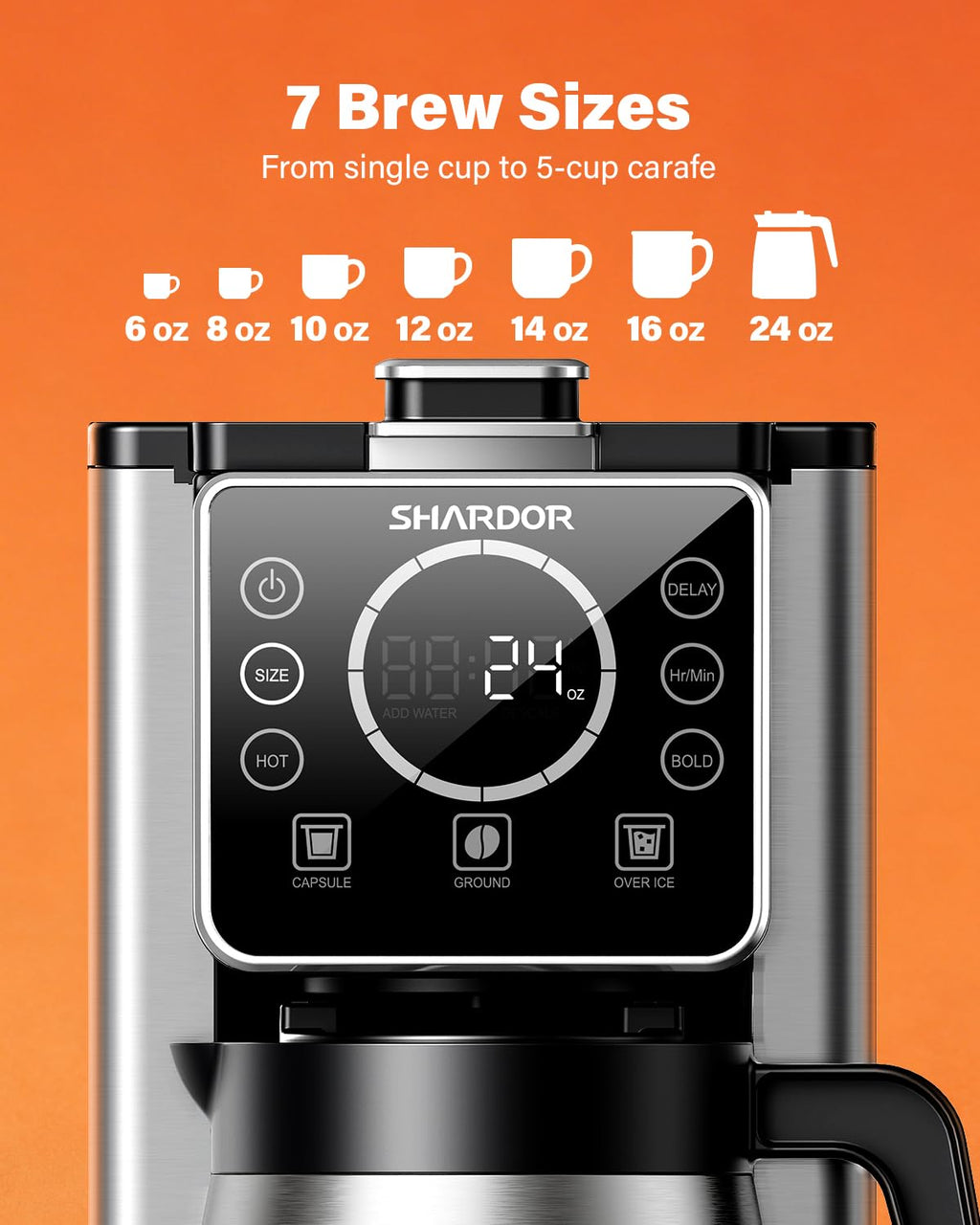 Single Serve & Carafe Coffee Maker, 6-24oz, Thermal Carafe M9366