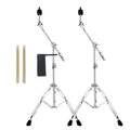 2 Pack Boom Cymbal Stand + Drum Sticks Holder + 2 Pair 5A Drum Sticks D6575