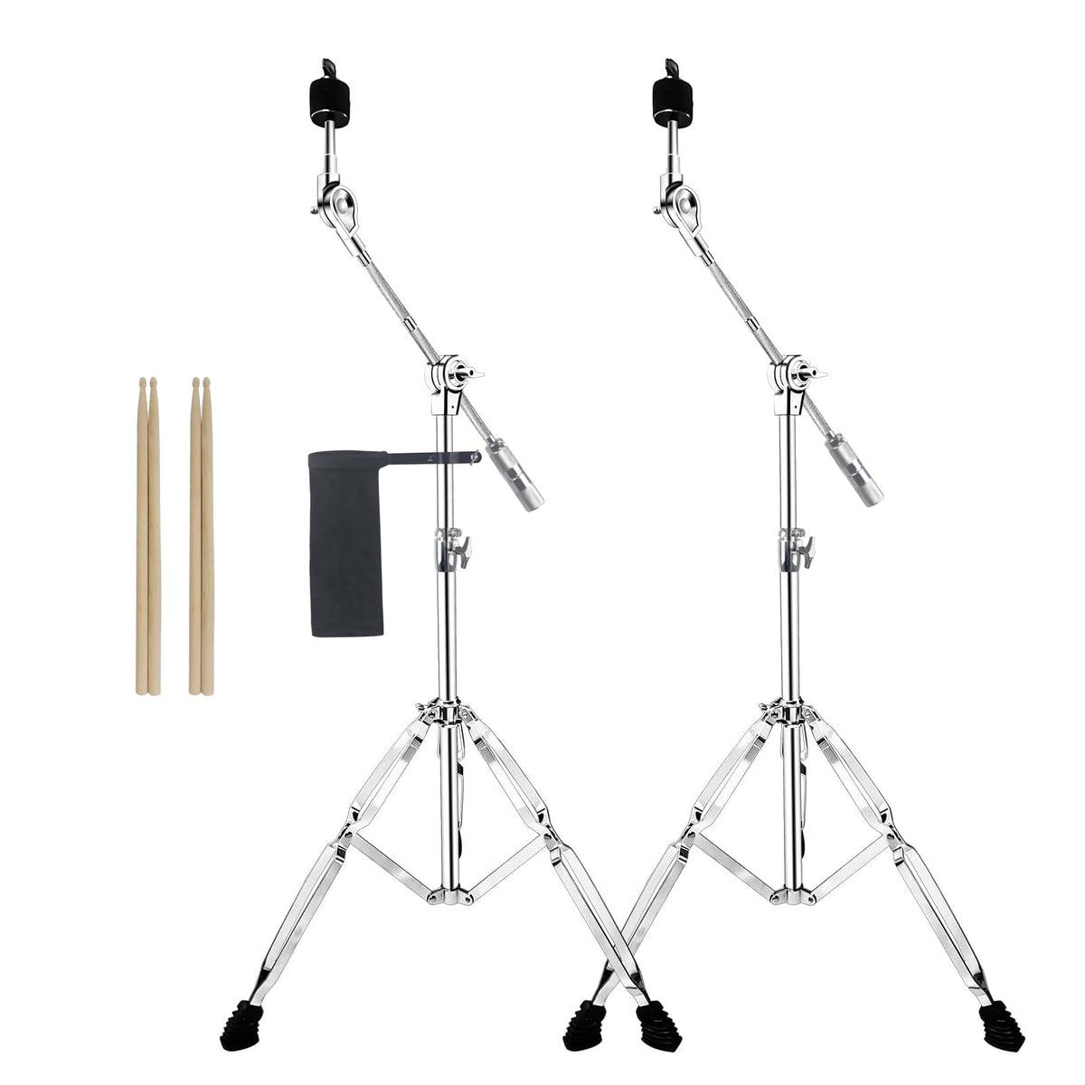 2 Pack Boom Cymbal Stand + Drum Sticks Holder + 2 Pair 5A Drum Sticks D6575