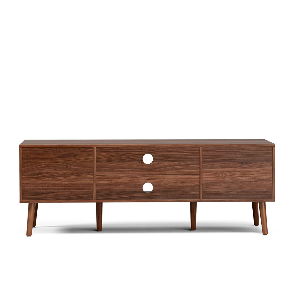 Walnut TV Stand with Fluted Doors P2638
