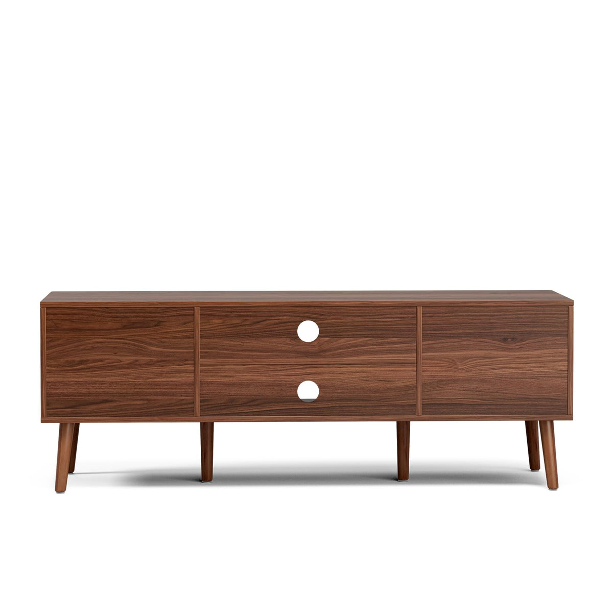 Walnut TV Stand with Fluted Doors P2638