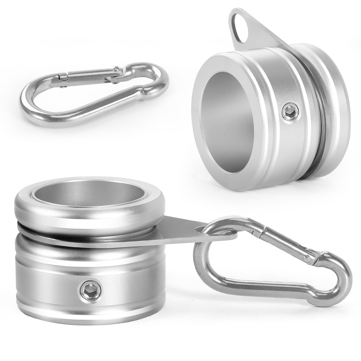 Aluminum Alloy Flag Pole Rings 360° Rotating with Carabiner, Pack of 2 H60526