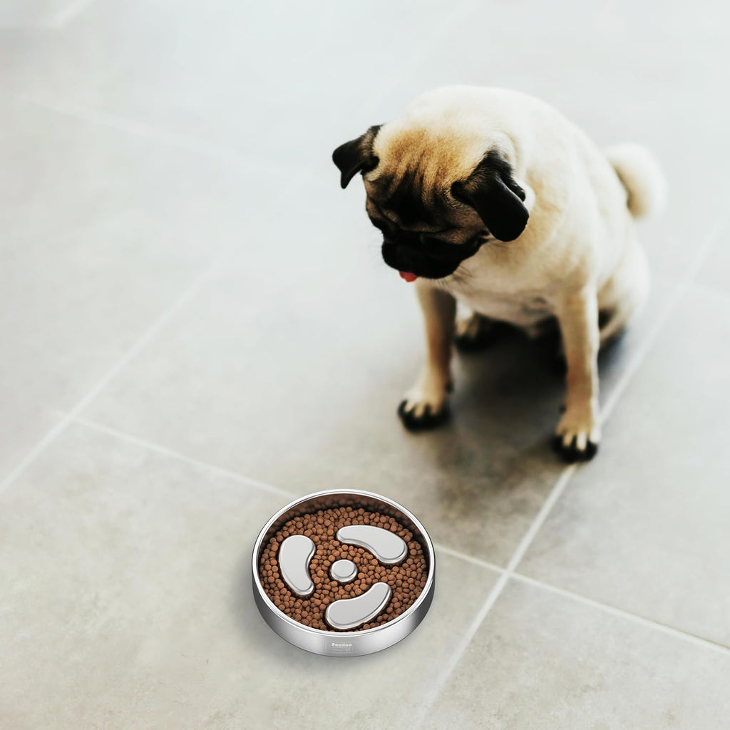 Slow Feeder Dog Bowl 304 Stainless Steel Non-Slip N489