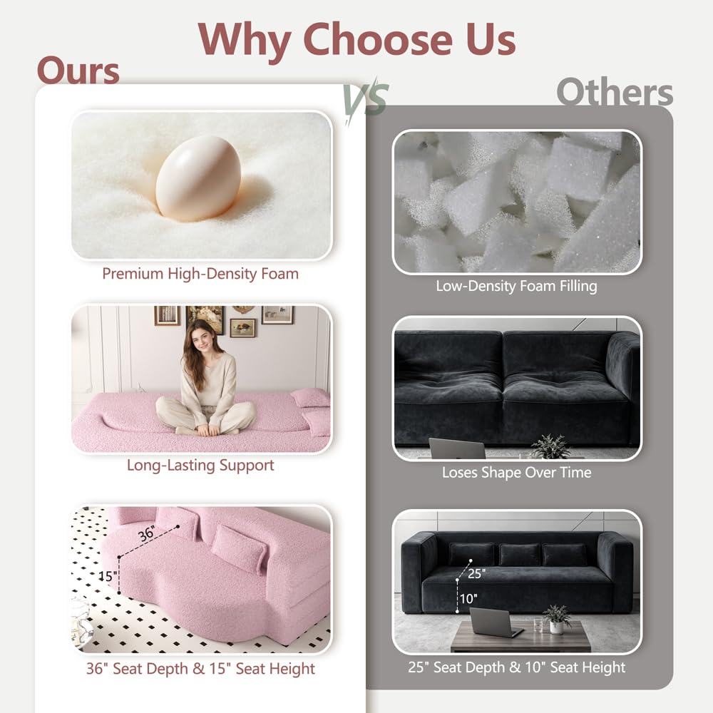 Pink Full Size Sherpa Futon Sofa Bed C467