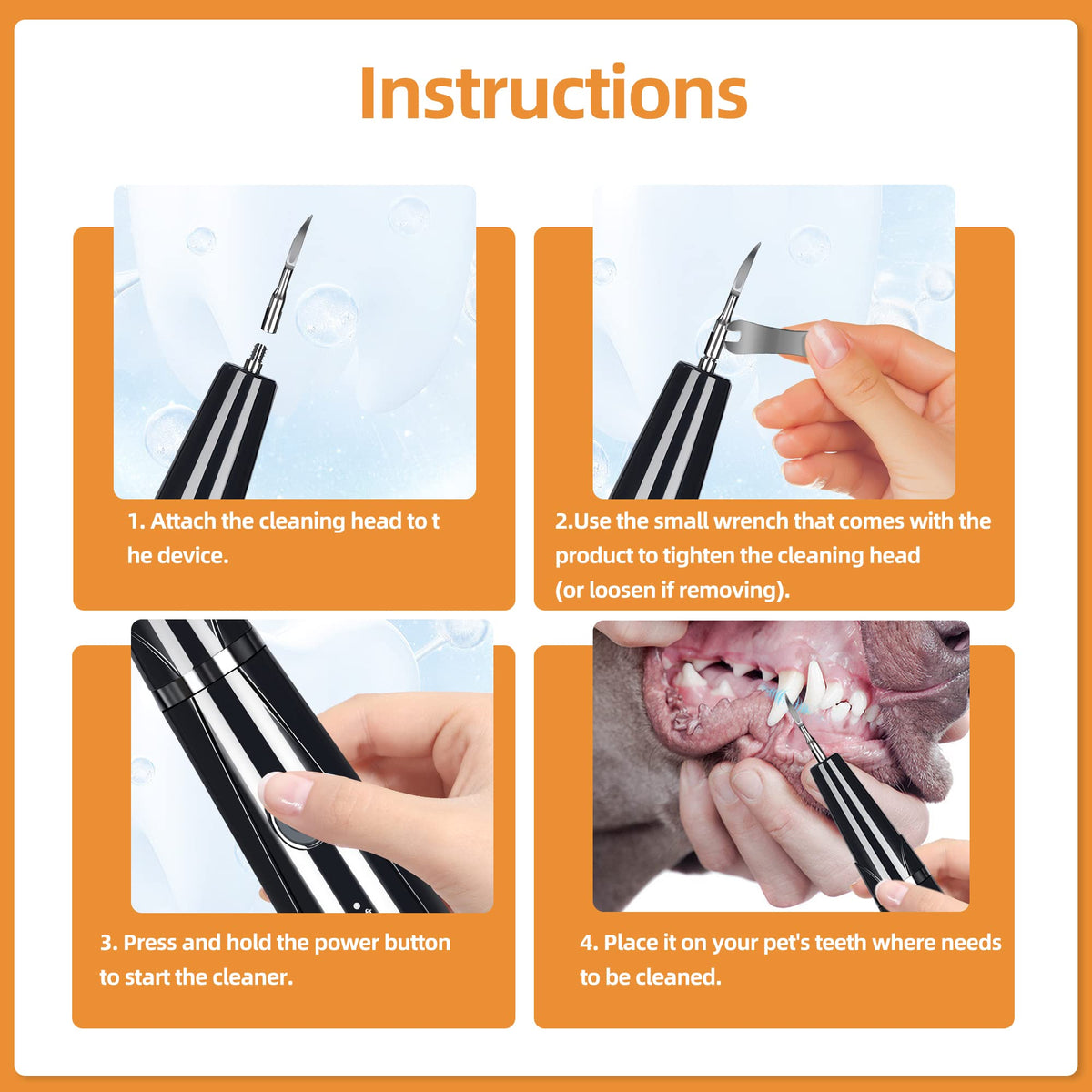 Ultrasonic Pet Tooth Cleaner Kit with LED Light D5972