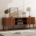 Walnut TV Stand with Fluted Doors P2638