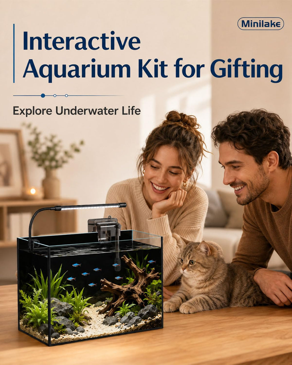 5 Gallon Rimless Glass Aquarium Starter Kit H944