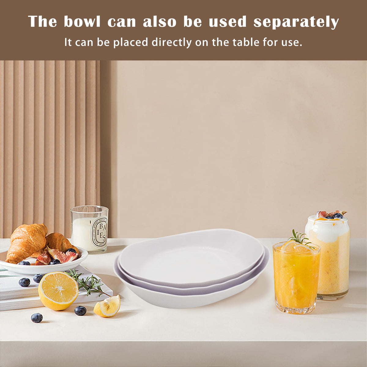 3 Tier Plastic Fruit Bowl with Bamboo Stand F1846