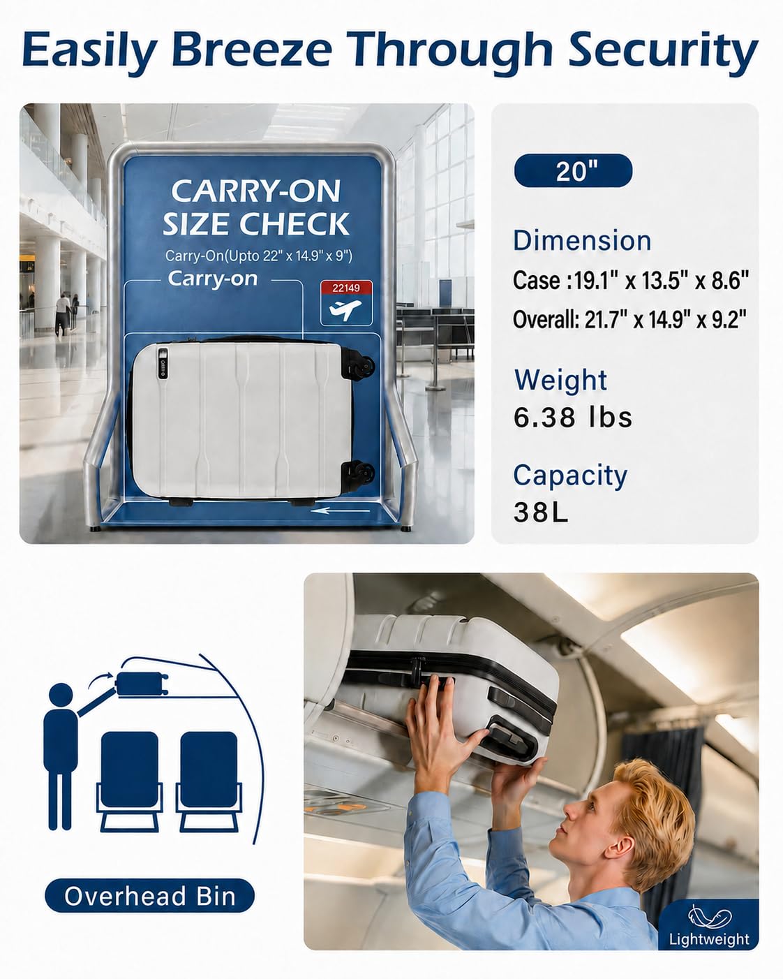 20in Hardside Carry On Luggage with Spinner Wheels A41711