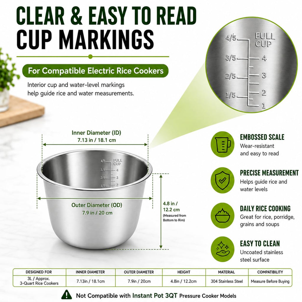 Stainless Steel Replacement Inner Pot Bowl D142