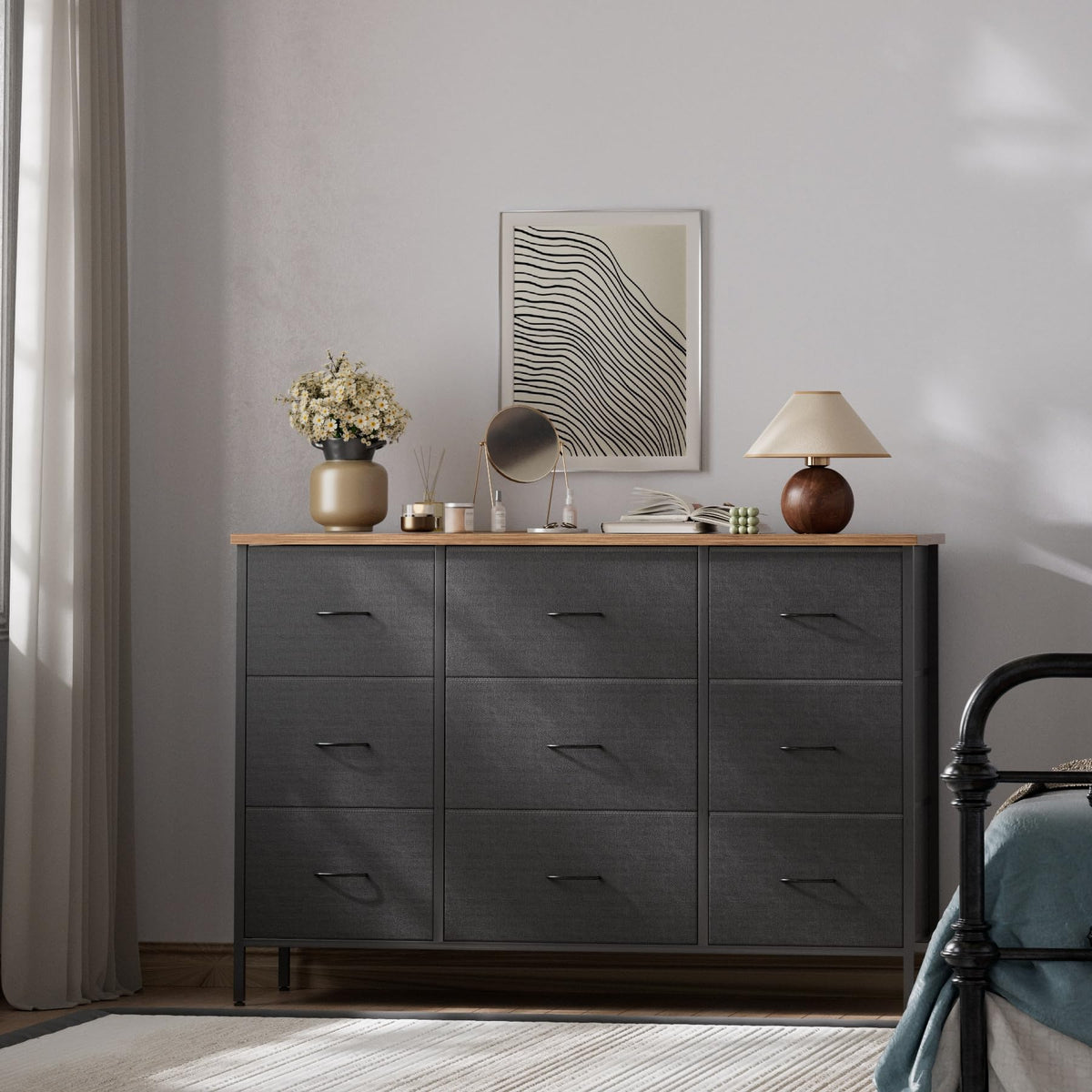 Black 9 Drawer Dresser C797