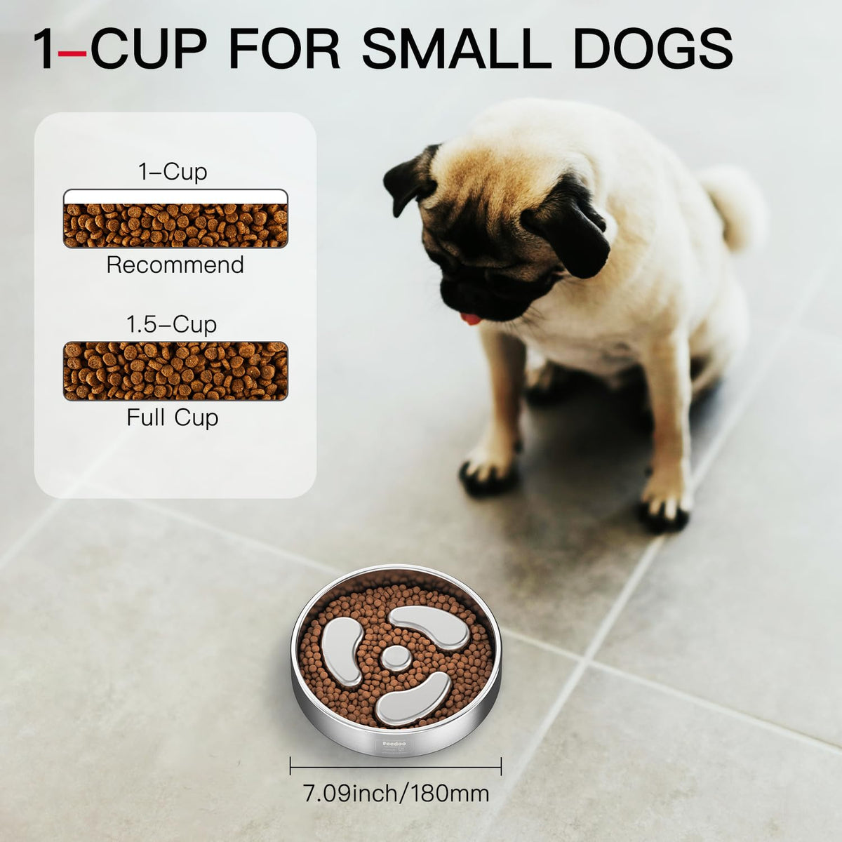Slow Feeder Dog Bowl 304 Stainless Steel Non-Slip N489