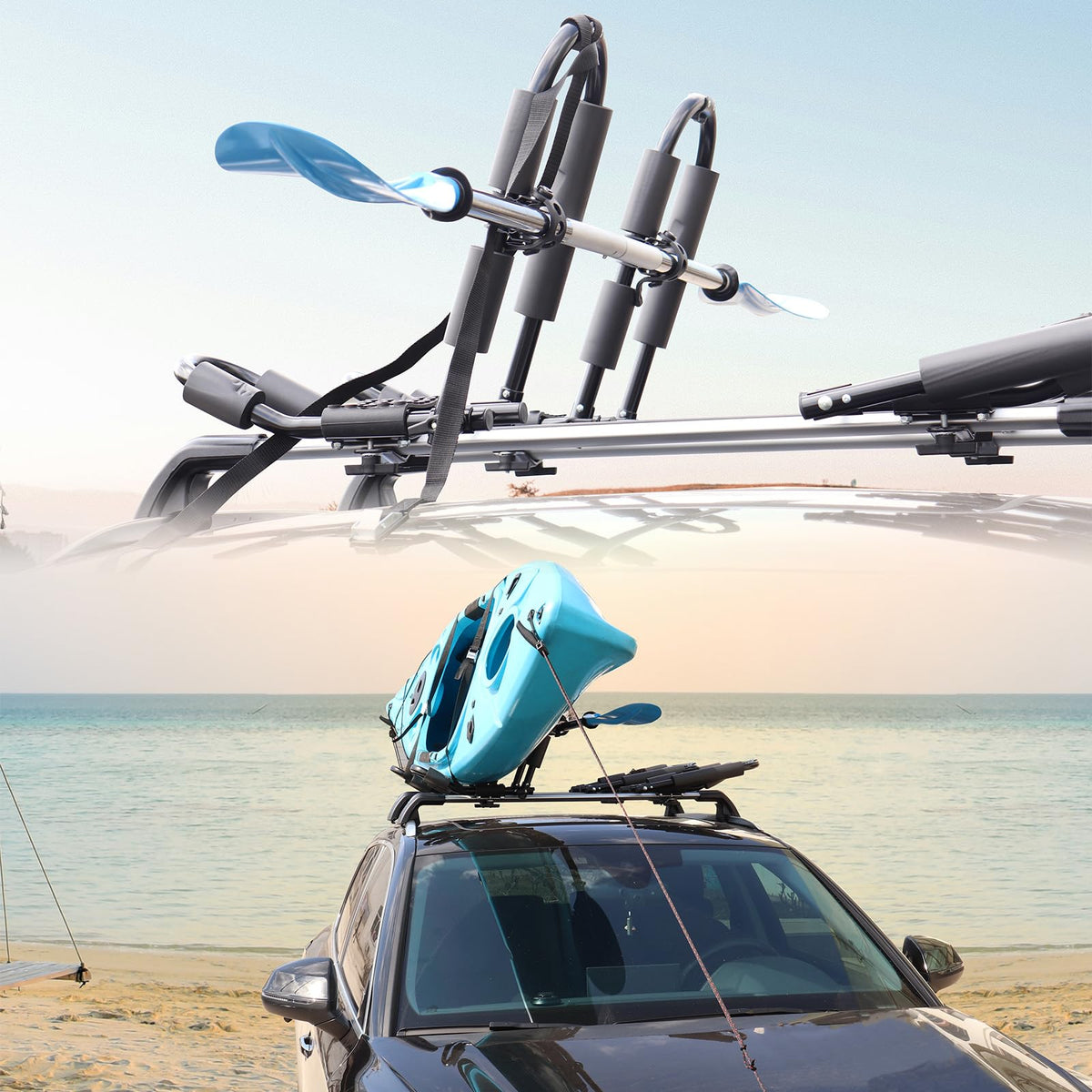 2 Pair Folding Adjustable Kayak Roof Rack V971354